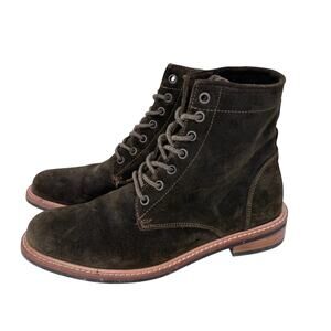 Nisolo All-Weather Combat Boot Womens 8 Dark Olive Faux Suede Water-Resistant‎